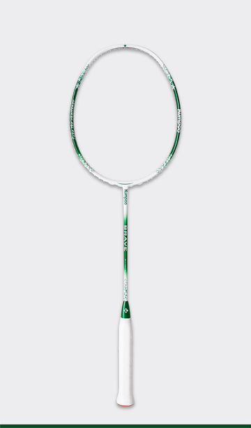 Kumpoo Brave unstrung badminton racket with a sleek black frame and lightweight design, ready for stringing and play.