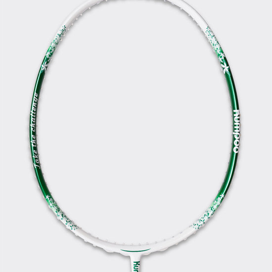 Kumpoo Brave unstrung badminton racket with lightweight frame and ergonomic grip, designed for competitive play and precision shots.