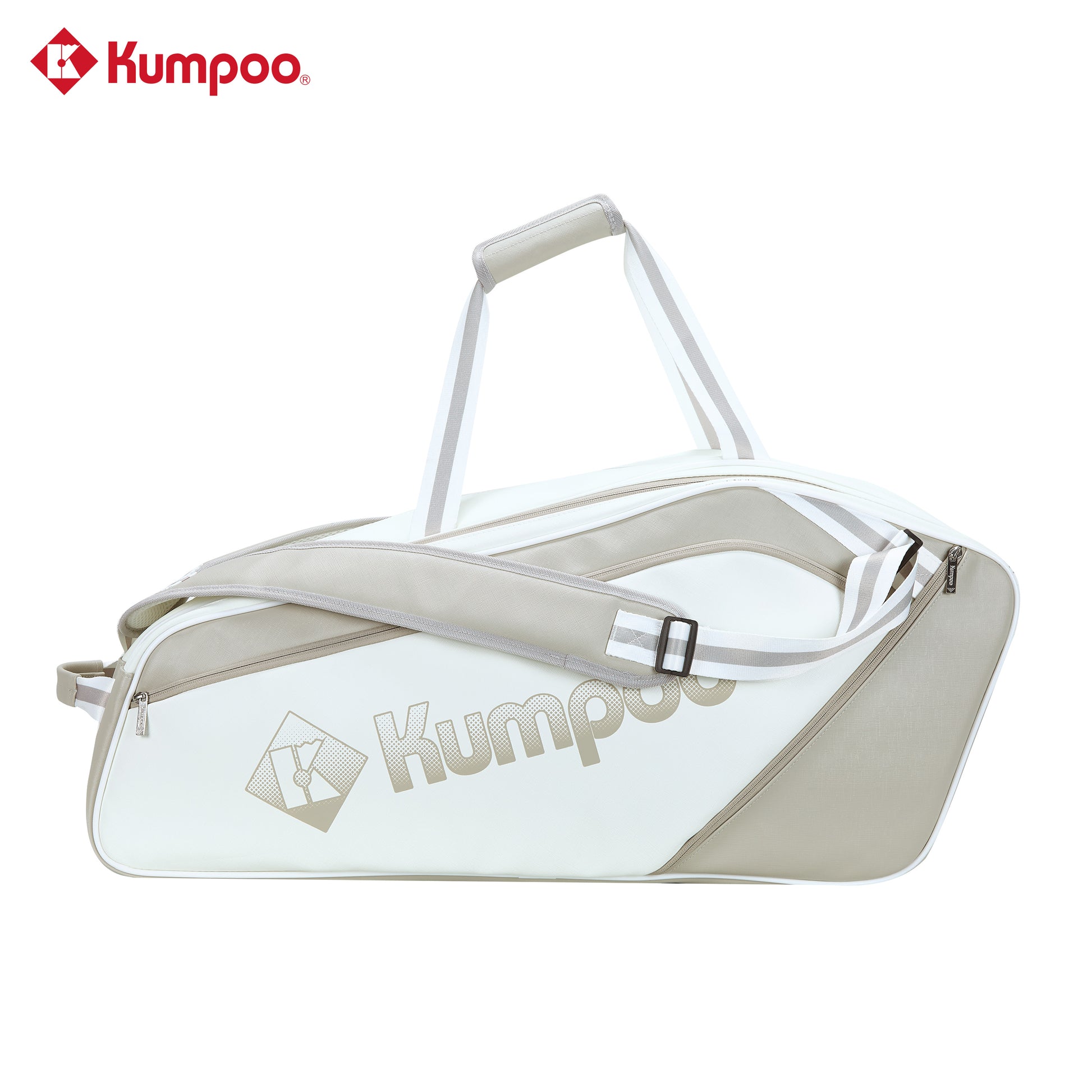 Kumpoo KB-691 badminton bag showing multiple compartments and adjustable shoulder straps for easy carrying.