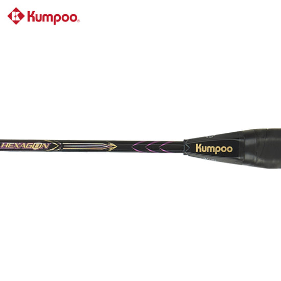 Kumpoo Hyper Shot Hexagon unstrung badminton racket with a hexagon frame design and lightweight construction.