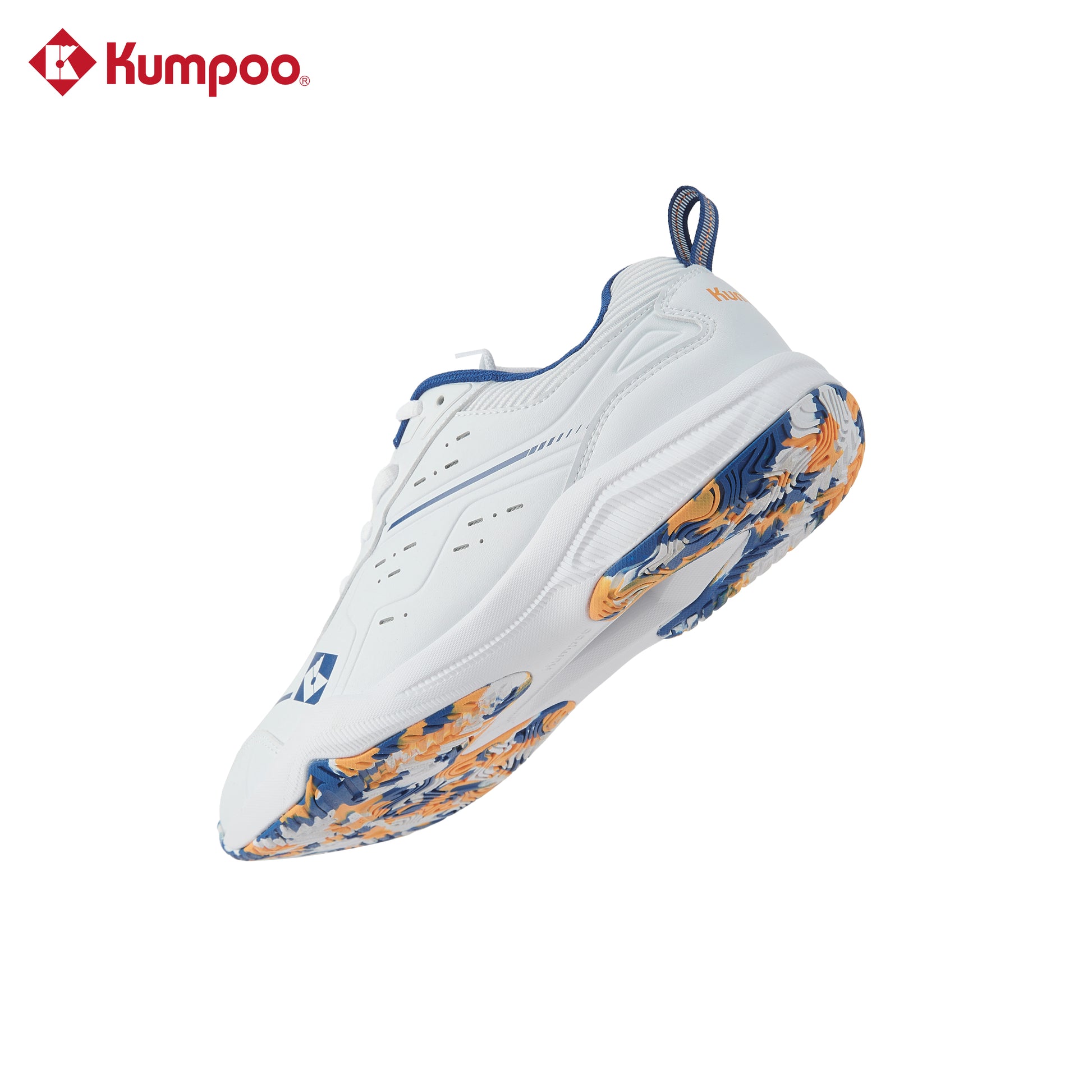 Kumpoo KH-E317 badminton shoes with black and white design, lightweight athletic shoes for indoor court sports.