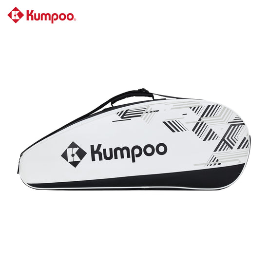 Kumpoo KB-631 badminton bag with multiple compartments and shoulder strap for easy carrying and storage of rackets.