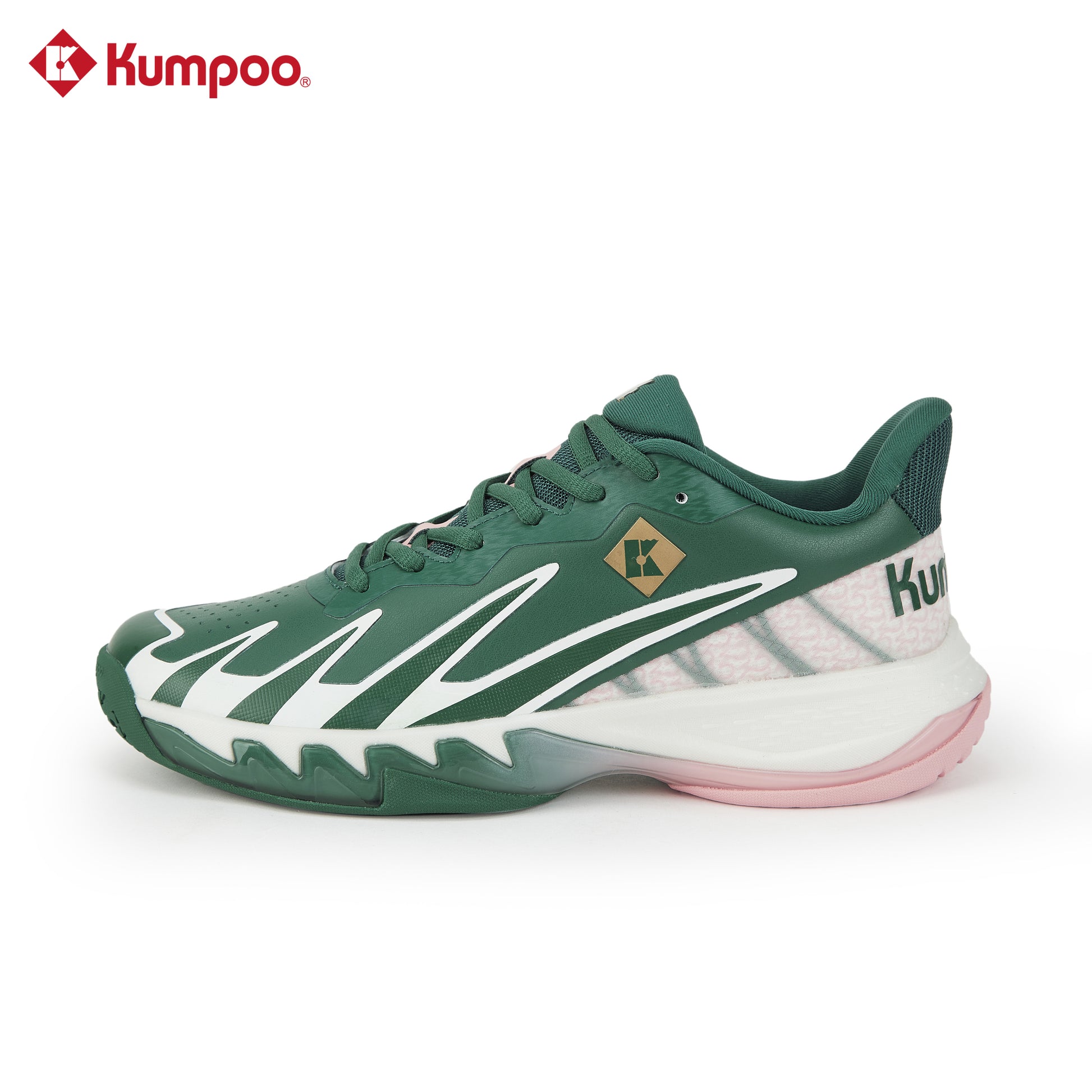 Kumpoo KH-G828 badminton shoes in black and white with cushioned soles and breathable mesh for agility on the court.