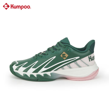 Kumpoo KH-G828 badminton shoes in black and white with cushioned soles and breathable mesh for agility on the court.