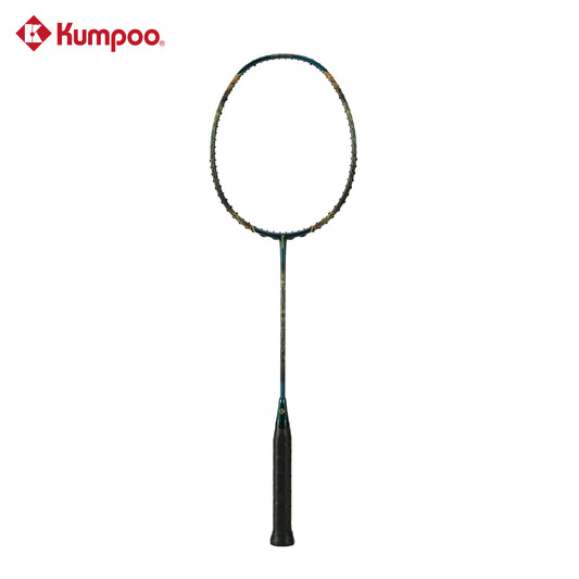 Unstrung Kumpoo GF-SH(4U5) badminton racket showing the lightweight frame and grip, designed for competitive play.