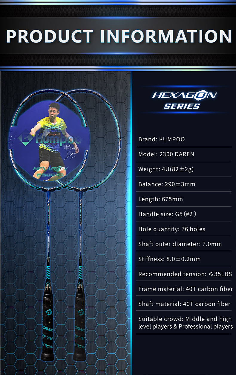 KUMPOO 2300 Daren Unstrung Badminton Racket – Kumpoo Canada