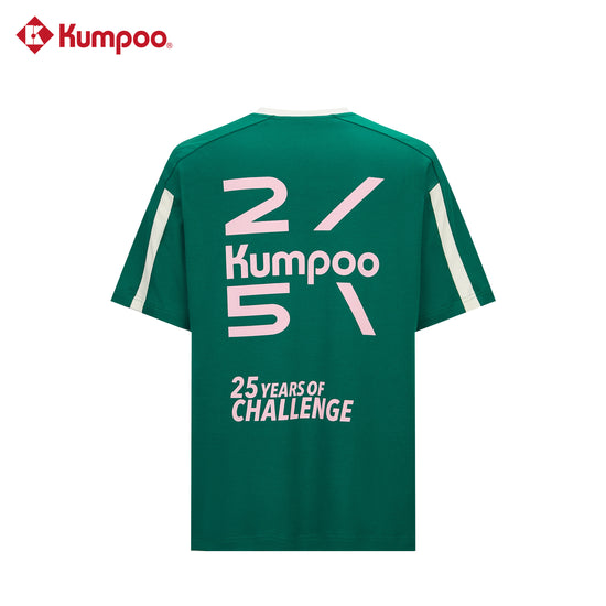 Kumpoo K261U-1528 25th unisex T-shirt with Kumpoo logo, in a casual style, displayed on a hanger against a neutral background.
