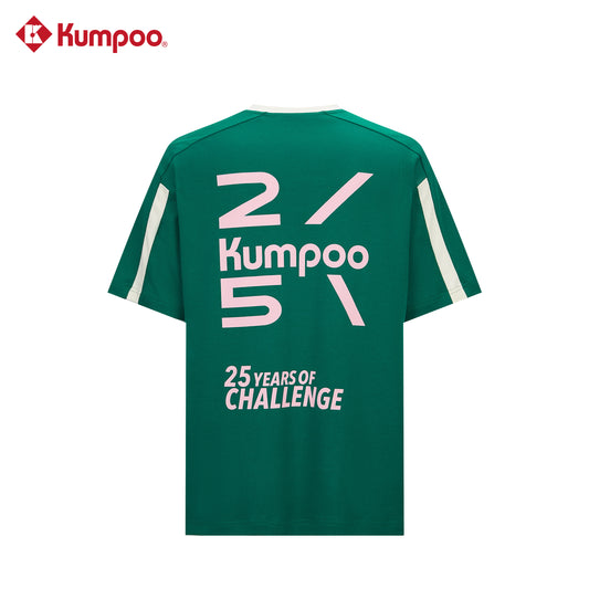 Kumpoo K261U-1528 25th unisex T-shirt with Kumpoo logo, in a casual style, displayed on a hanger against a neutral background.