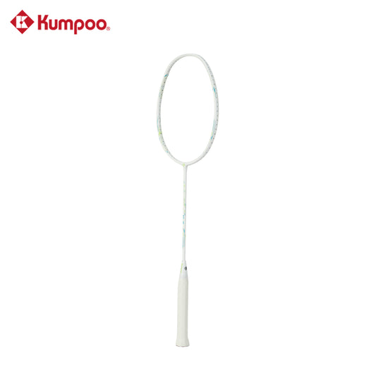 Unstrung Kumpoo KZ-10 (4U5) badminton racket with a lightweight frame and ergonomic grip, ready for gameplay.