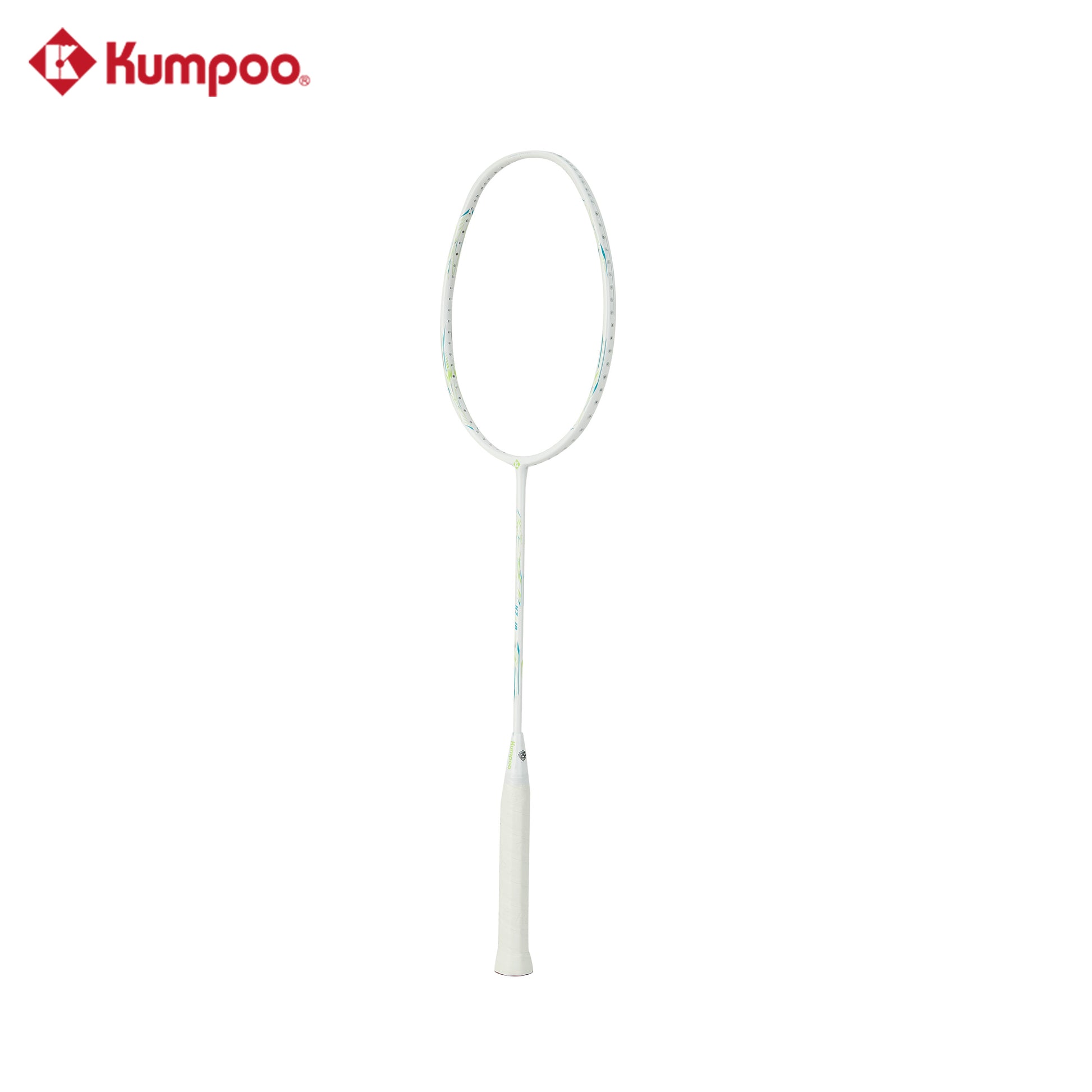 Unstrung Kumpoo KZ-10 (4U5) badminton racket with a lightweight frame and ergonomic grip, ready for gameplay.