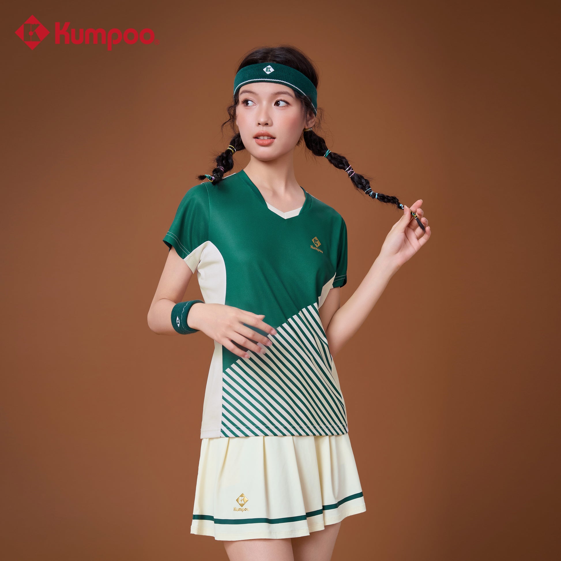 Kumpoo K261W-1532.25th women's T-shirt, casual tops and T-shirts, white with short sleeves, front view.