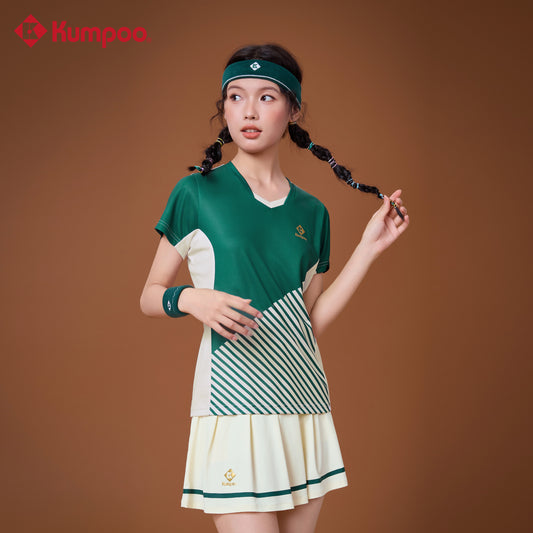 Kumpoo K261W-1532.25th women's T-shirt, casual tops and T-shirts, white with short sleeves, front view.