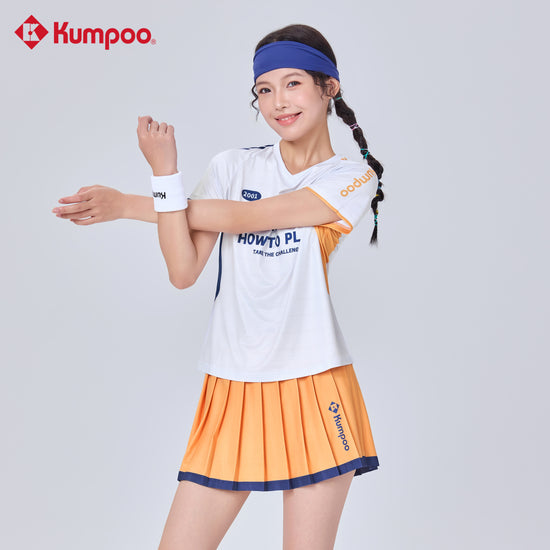 Kumpoo K261W-9727 women's skirt featuring a stylish, knee-length design in a lightweight fabric, perfect for casual wear.