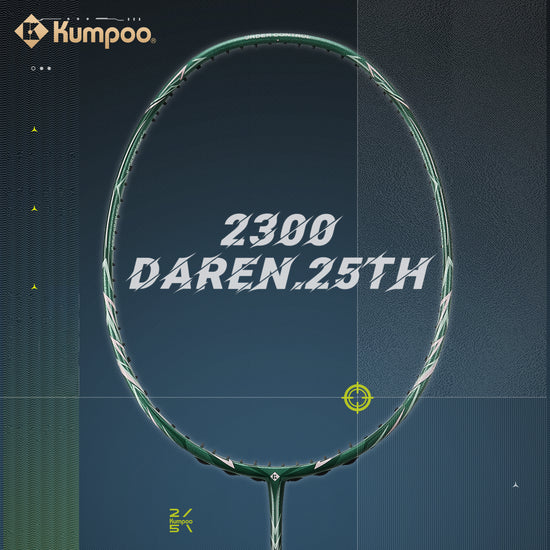 Kumpoo 2300 Daren 25th unstrung badminton racket with lightweight frame and ergonomic handle for better grip and control.
