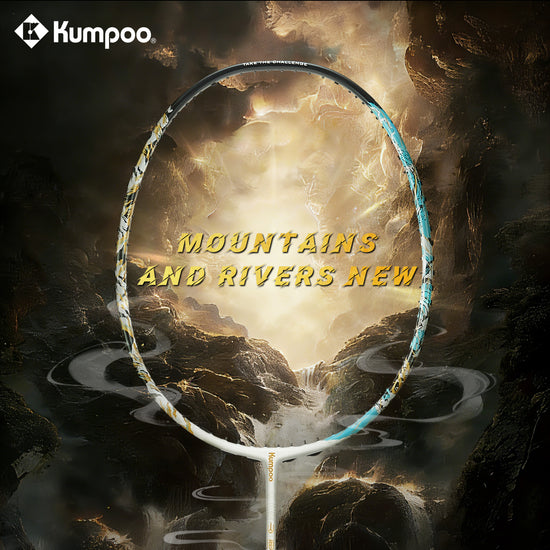 Unstrung Kumpoo Mountains and Rivers New 4U5 badminton racket, lightweight racket with a sleek frame design.
