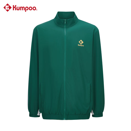 Kumpoo K261U-5545.25th unisex jacket in black, featuring a full front zipper, stand collar, and lightweight design.
