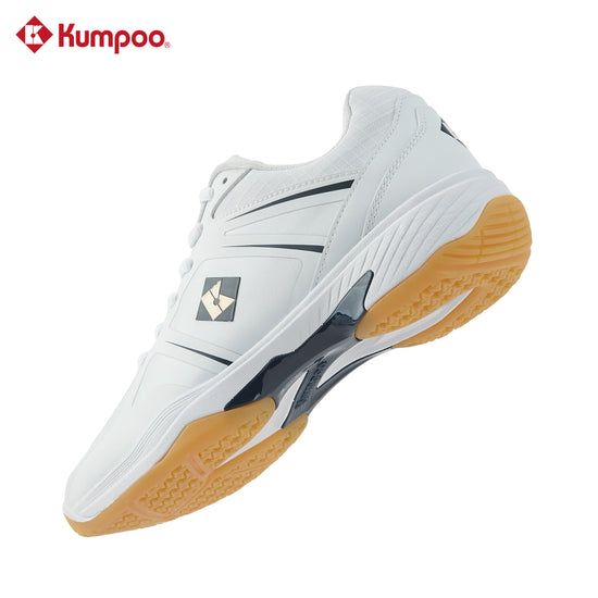 Kumpoo KH-G805 Lite Pro badminton shoes in black and white with cushioned sole and breathable mesh upper.