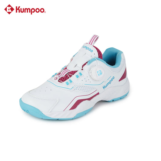 Kumpoo KHS-J10 Junior badminton shoes in black and white with cushioned sole and supportive design for young players