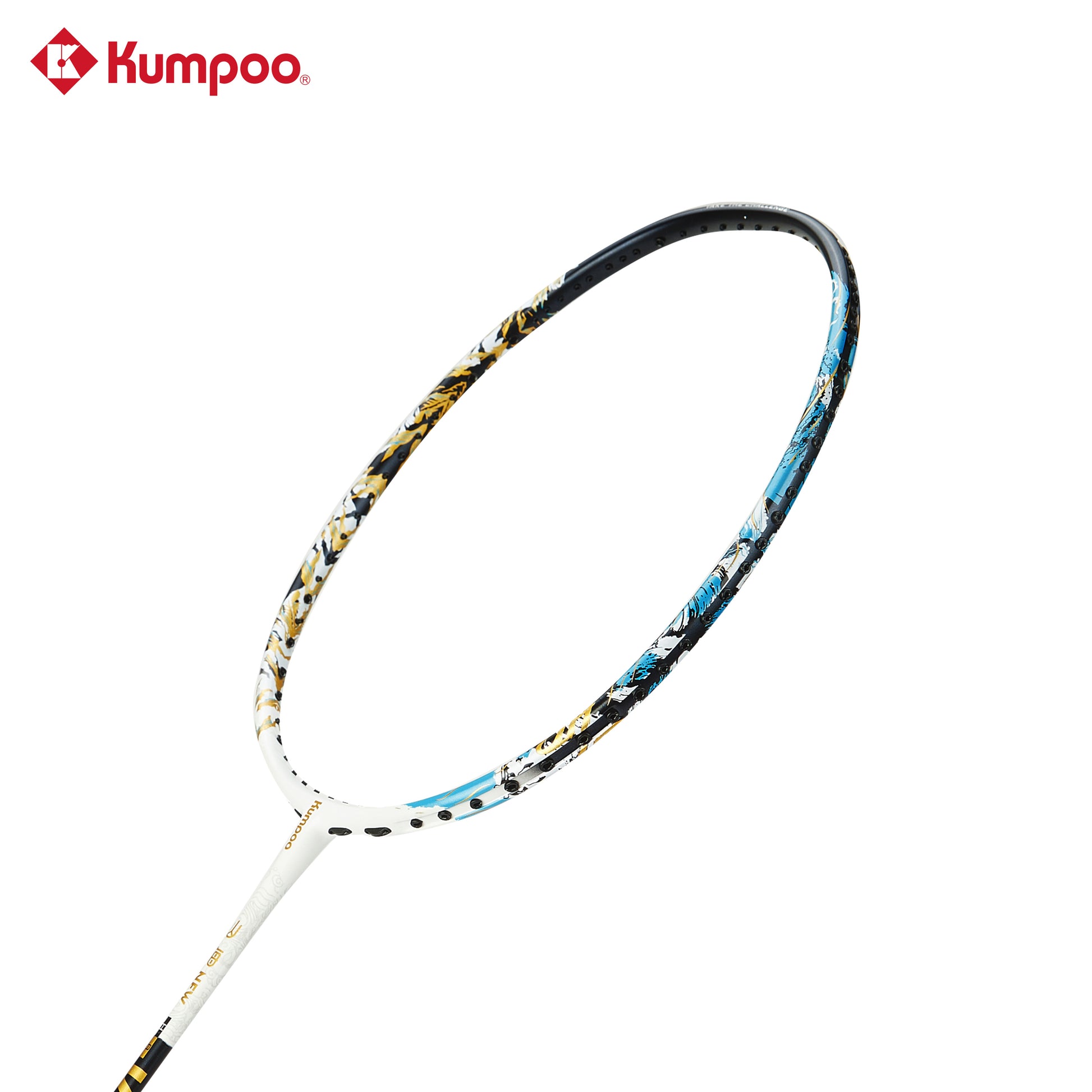 Kumpoo Mountains and Rivers New 4U5 unstrung badminton racket with a lightweight frame and ergonomic grip design.