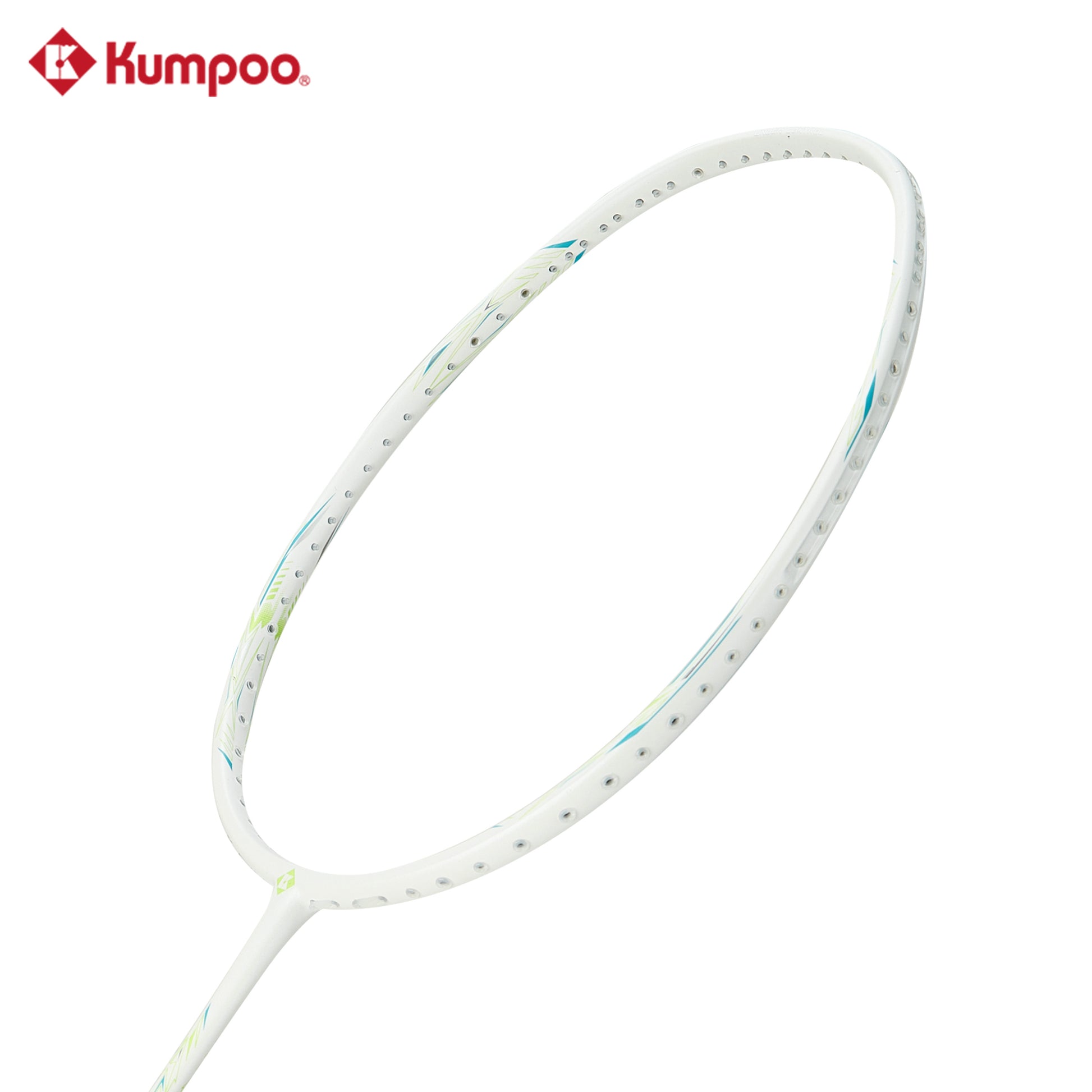 Kumpoo KZ-10 (4U5) unstrung badminton racket showing the lightweight frame and grip, designed for competitive play.