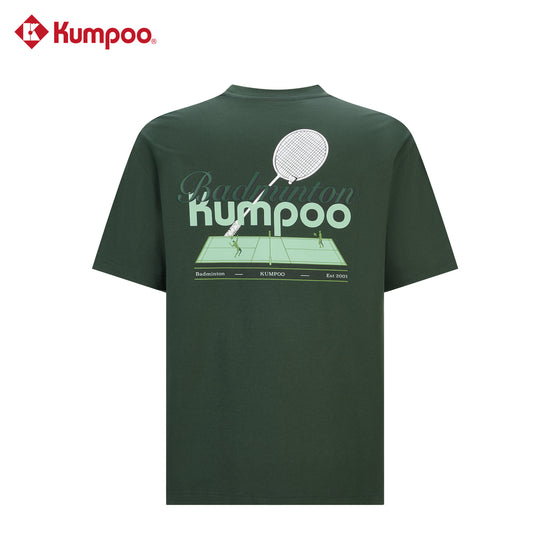 Kumpoo K261M-1240 men's T-shirt in black, casual short-sleeve top with round neckline, displayed on a hanger.