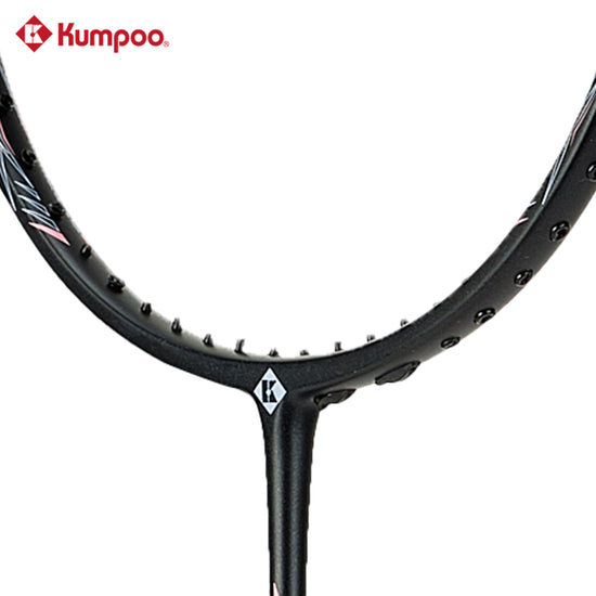 Unstrung Kumpoo KZ-10 (4U5) badminton racket with lightweight frame and sleek design, ready for play