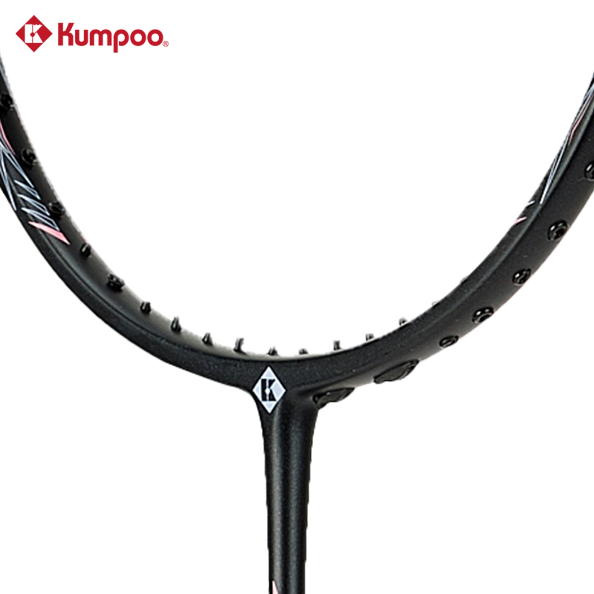 Unstrung Kumpoo KZ-10 (4U5) badminton racket with lightweight frame and sleek design, ready for play