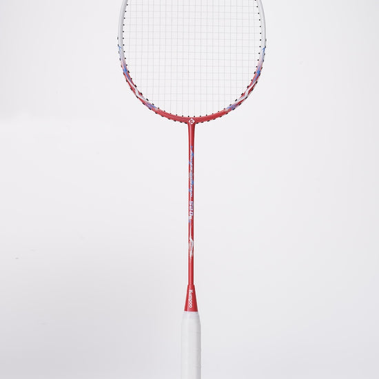 Two Kumpoo 520A(S) LX+ beginner pre-strung badminton rackets with black and silver designs, ready for play.