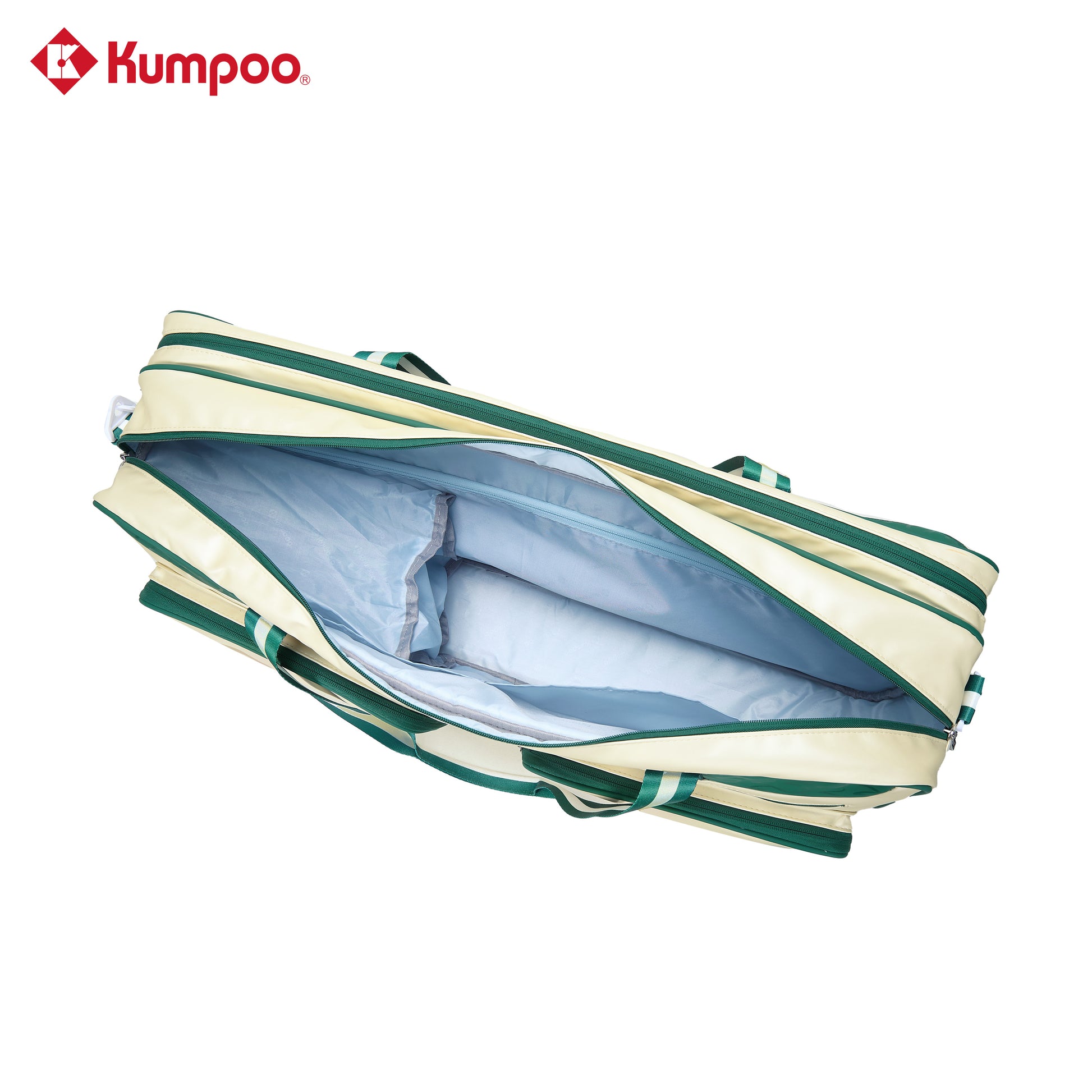 Kumpoo KB-566.25th badminton bag with multiple compartments, black and red design, designed for carrying badminton rackets and gear.