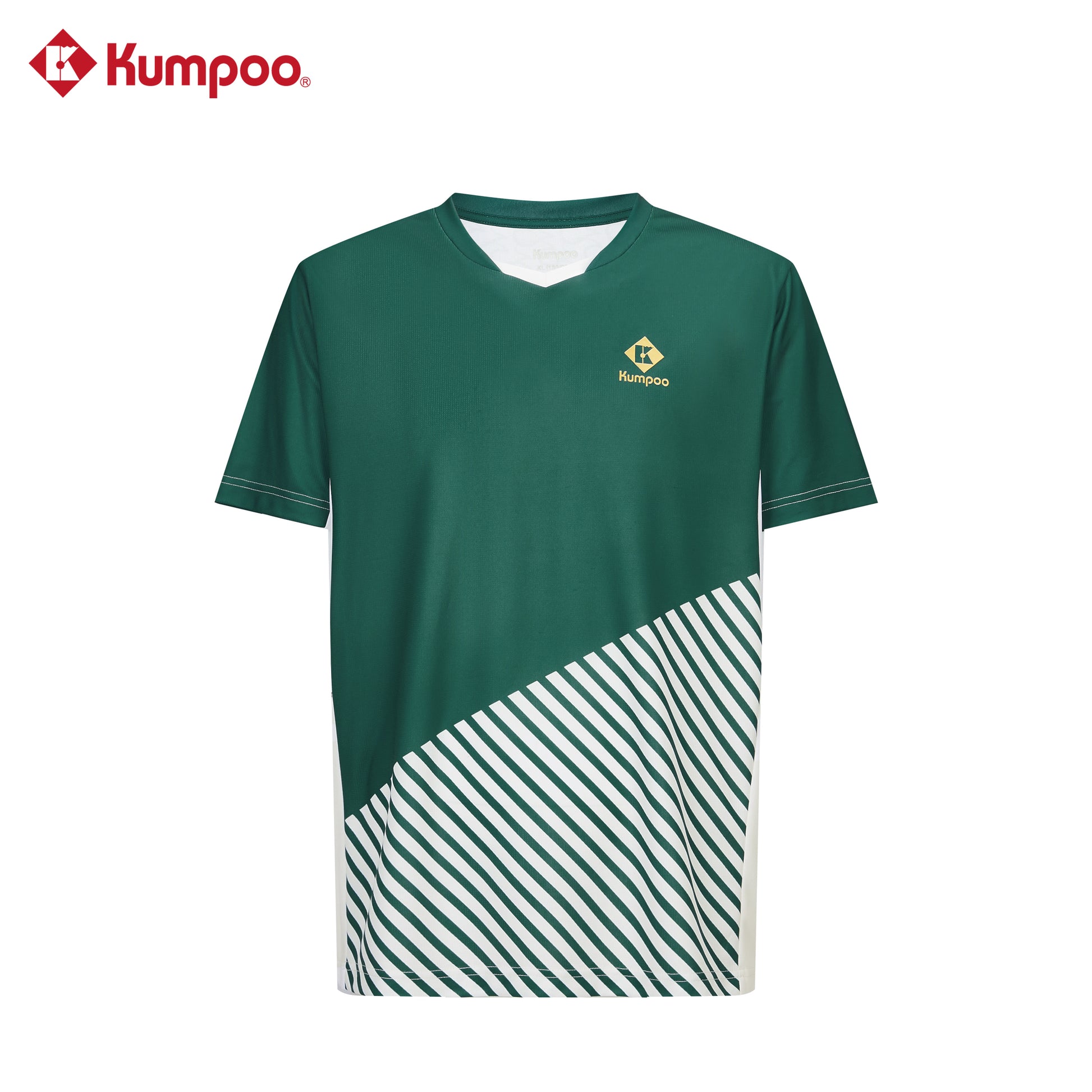 Kumpoo men's K261M-1531 T-shirt, short-sleeve casual top in black fabric, front view showing round neckline and logo detail.