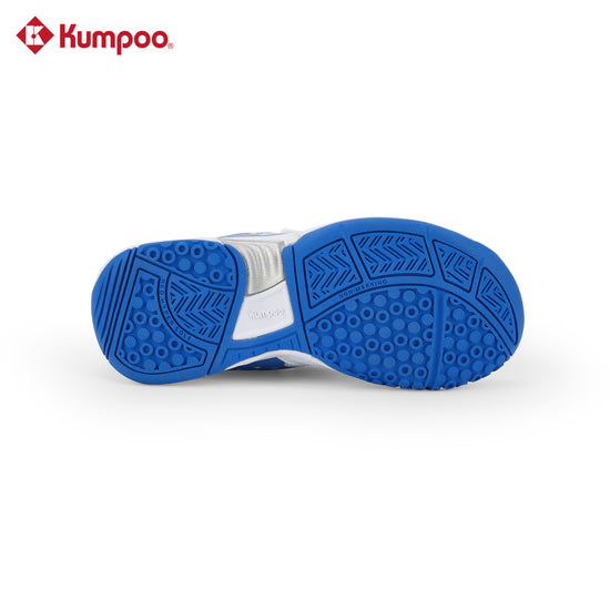 Kumpoo KHS-J20 Junior badminton shoes in white and black with cushioned soles and supportive design for active play
