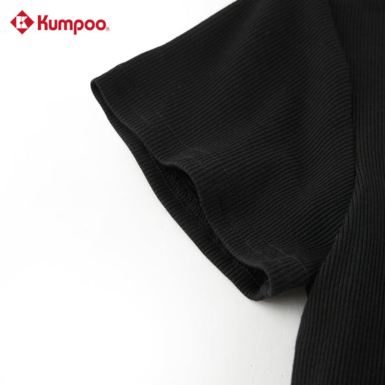 Kumpoo K261W-1140 women's T-shirt in white, casual top with short sleeves and round neckline, laid flat on white background.