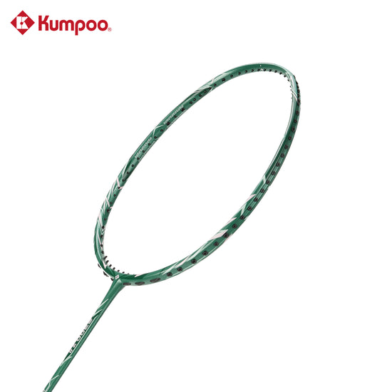 Kumpoo 2300 Daren 25th unstrung badminton racket with black and yellow design, lightweight frame, and grip handle.