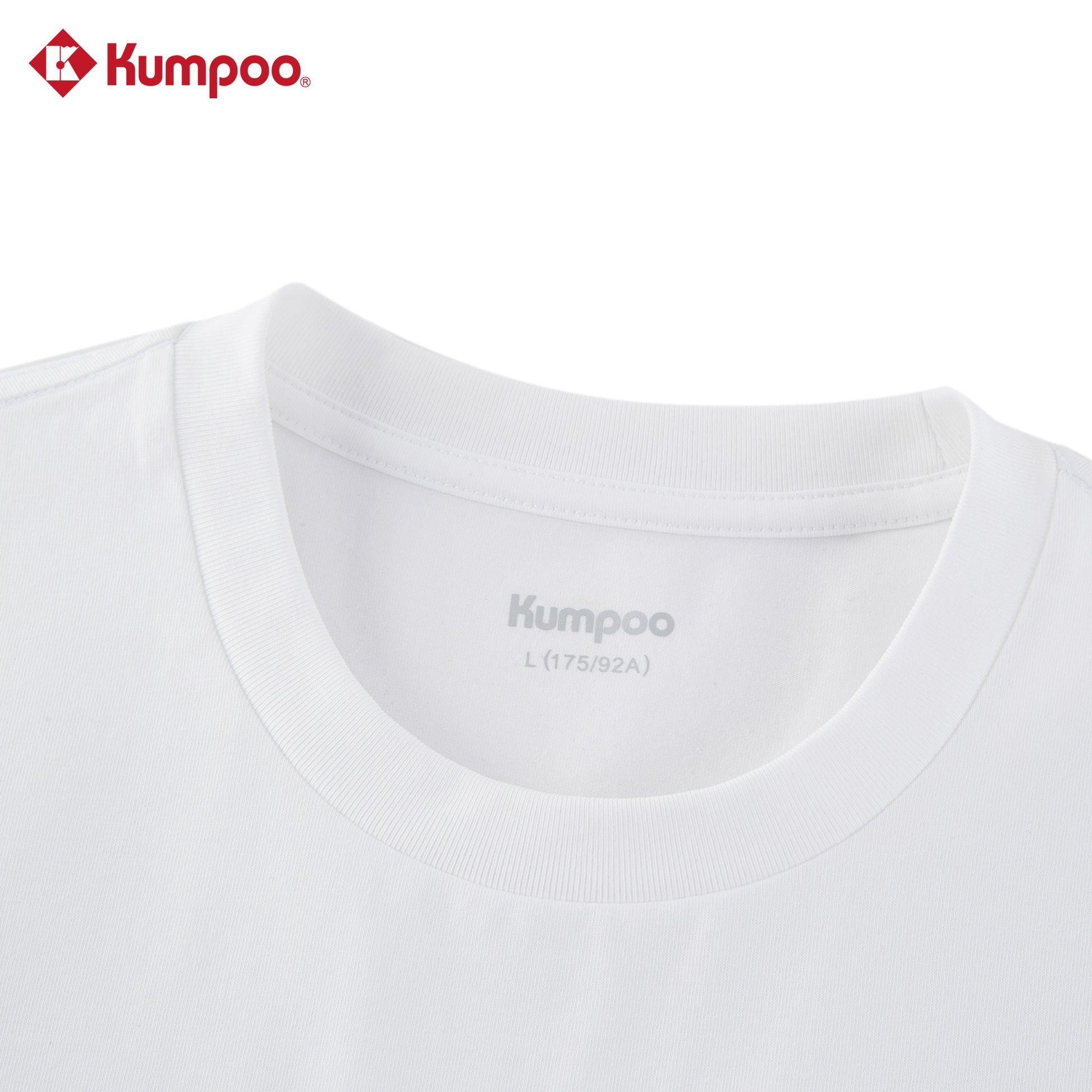 Kumpoo K261M-1240 men's T-shirt in black, casual cotton top with short sleeves and crew neckline, displayed on a hanger.
