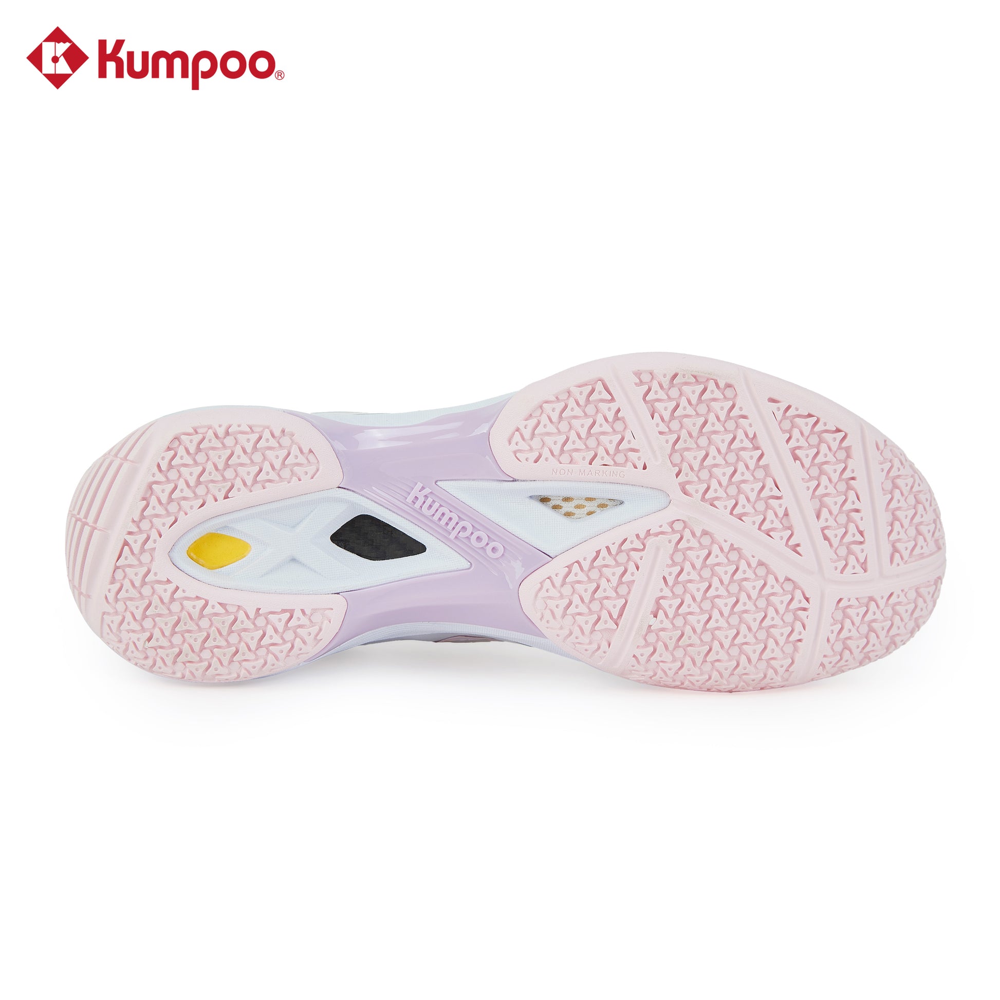 Kumpoo KH-G805 Lite Pro badminton shoes in black and white with cushioned soles and supportive design for indoor court play.