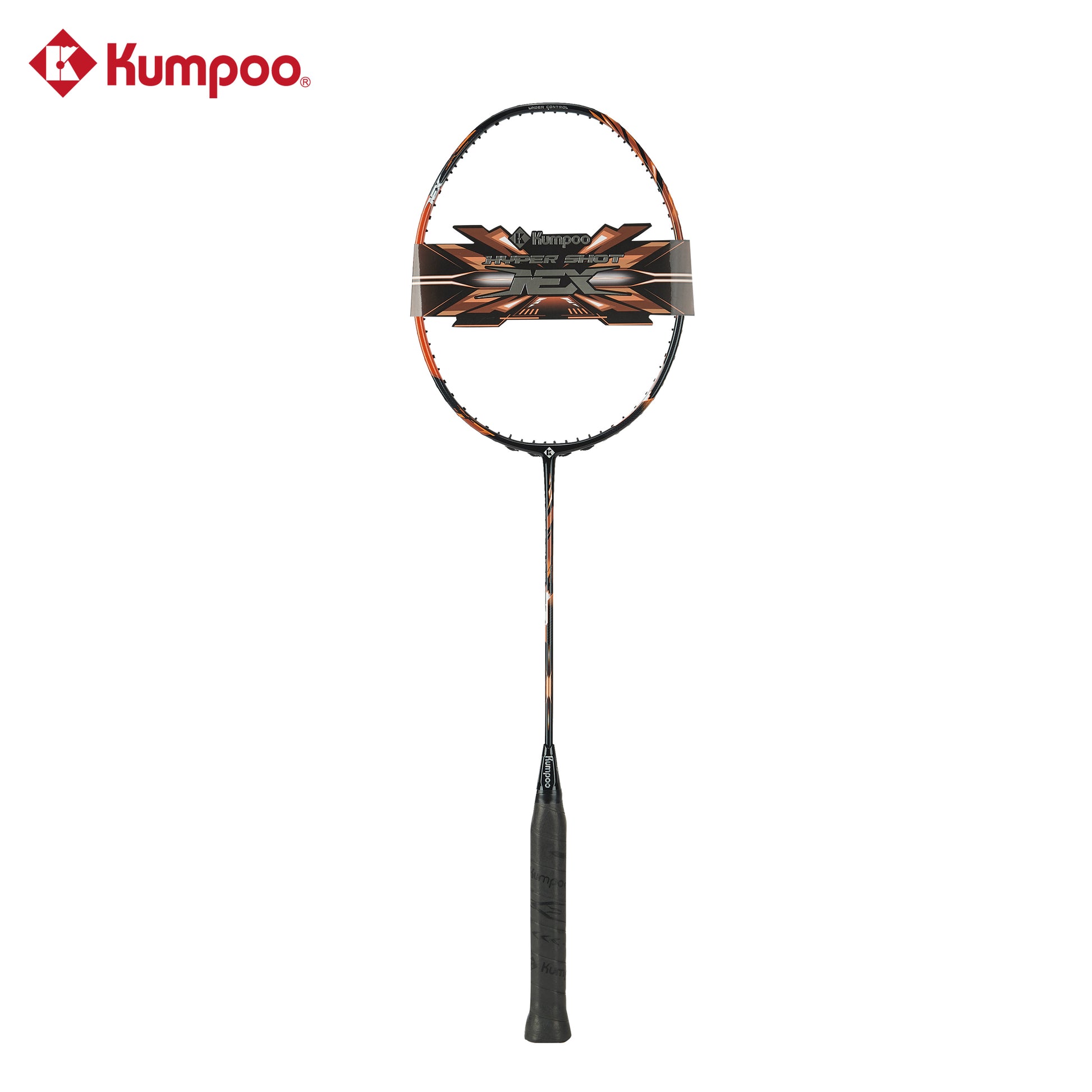 Kumpoo Hyper Shot Nex unstrung badminton racket, lightweight frame with grip, ready for stringing and gameplay.