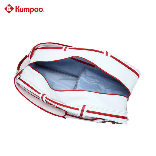 Kumpoo KB-691 badminton bag with multiple compartments and shoulder strap, designed for carrying badminton rackets and gear.