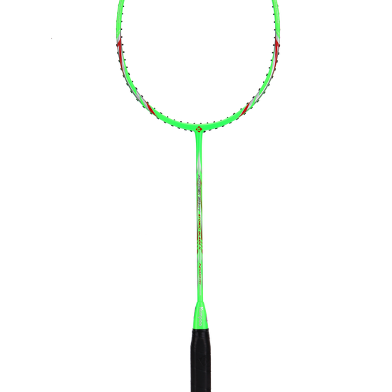Two Kumpoo CA-06 beginner pre-strung badminton rackets with green frames, ideal for casual and beginner players.
