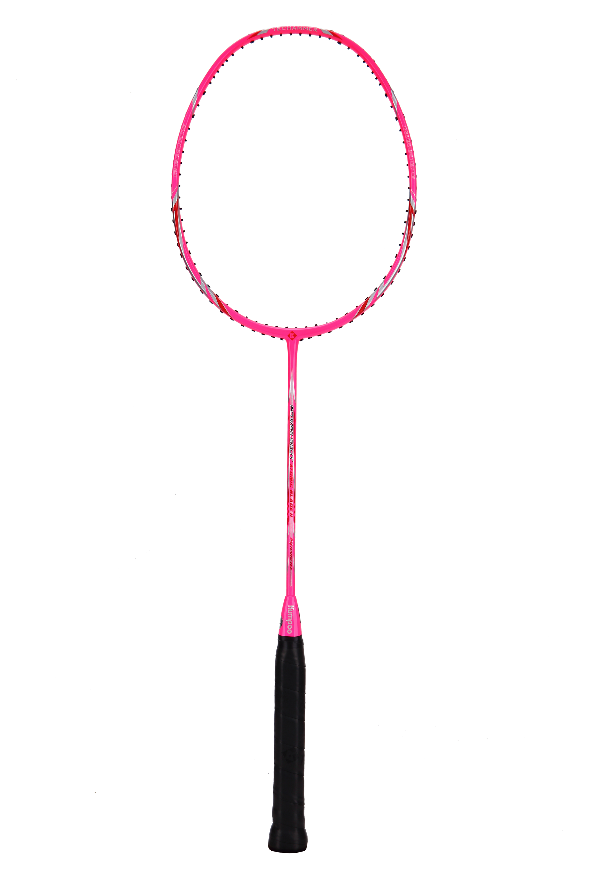 Two Kumpoo CA-06 beginner pre-strung badminton rackets with red frames, designed for casual and beginner badminton players.