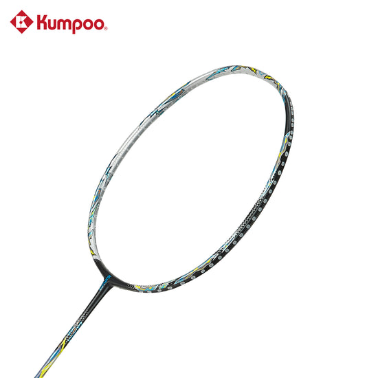 Unstrung Kumpoo EX100 badminton racket with lightweight frame and ergonomic grip for enhanced performance.