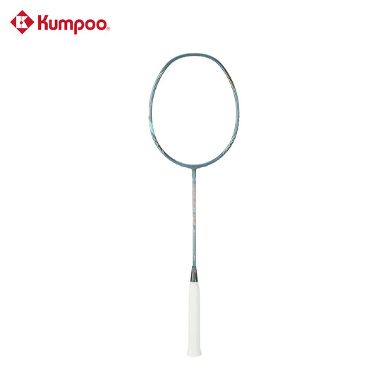 Blue Kumpoo Hyper Shot Wind unstrung badminton racket with a sleek frame and grip, designed for advanced players.