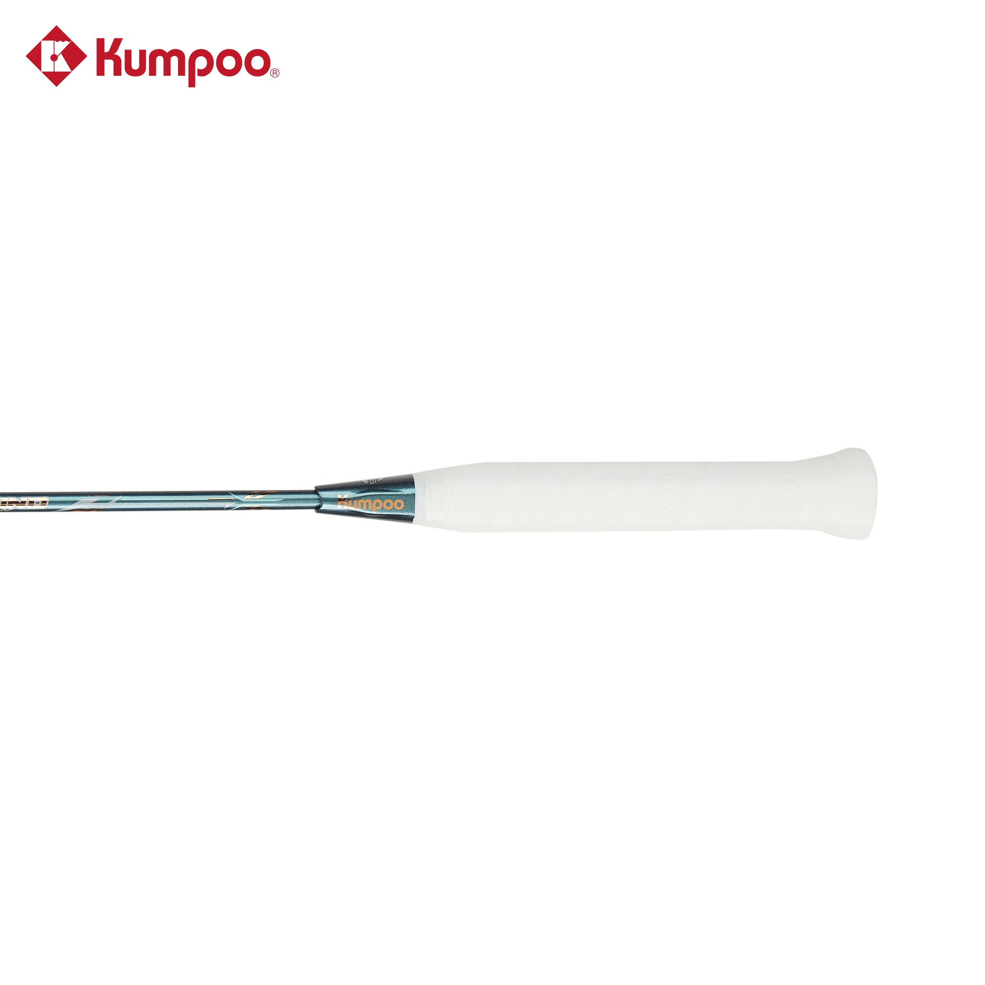 Blue Kumpoo Hyper Shot Wind unstrung badminton racket with a sleek frame and grip, designed for powerful play and control.
