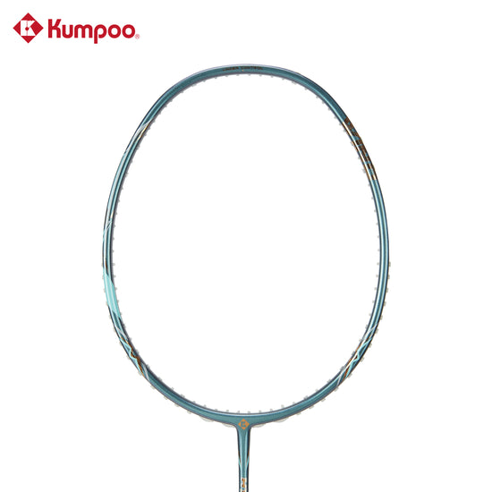Kumpoo Hyper Shot Wind unstrung badminton racket with blue frame and grip, lightweight and designed for performance.