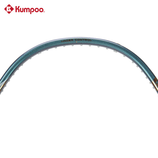 Blue Kumpoo Hyper Shot Wind unstrung badminton racket with a sleek frame and grip, designed for performance and control.