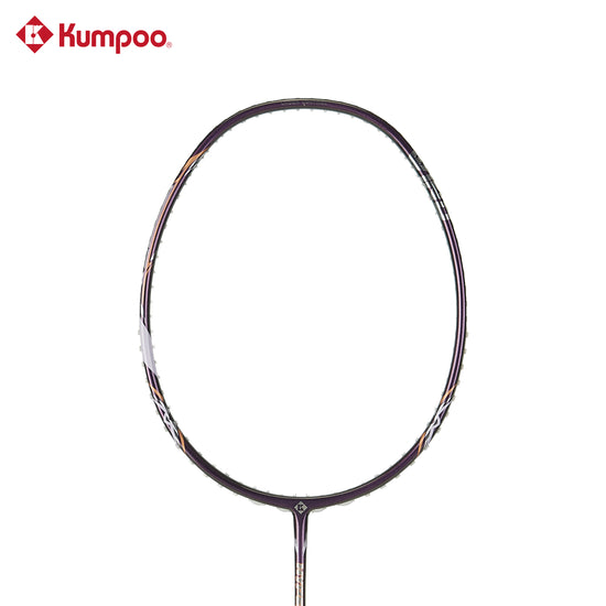 Purple Kumpoo Hyper Shot Wind unstrung badminton racket with a sleek frame and grip, designed for professional players.