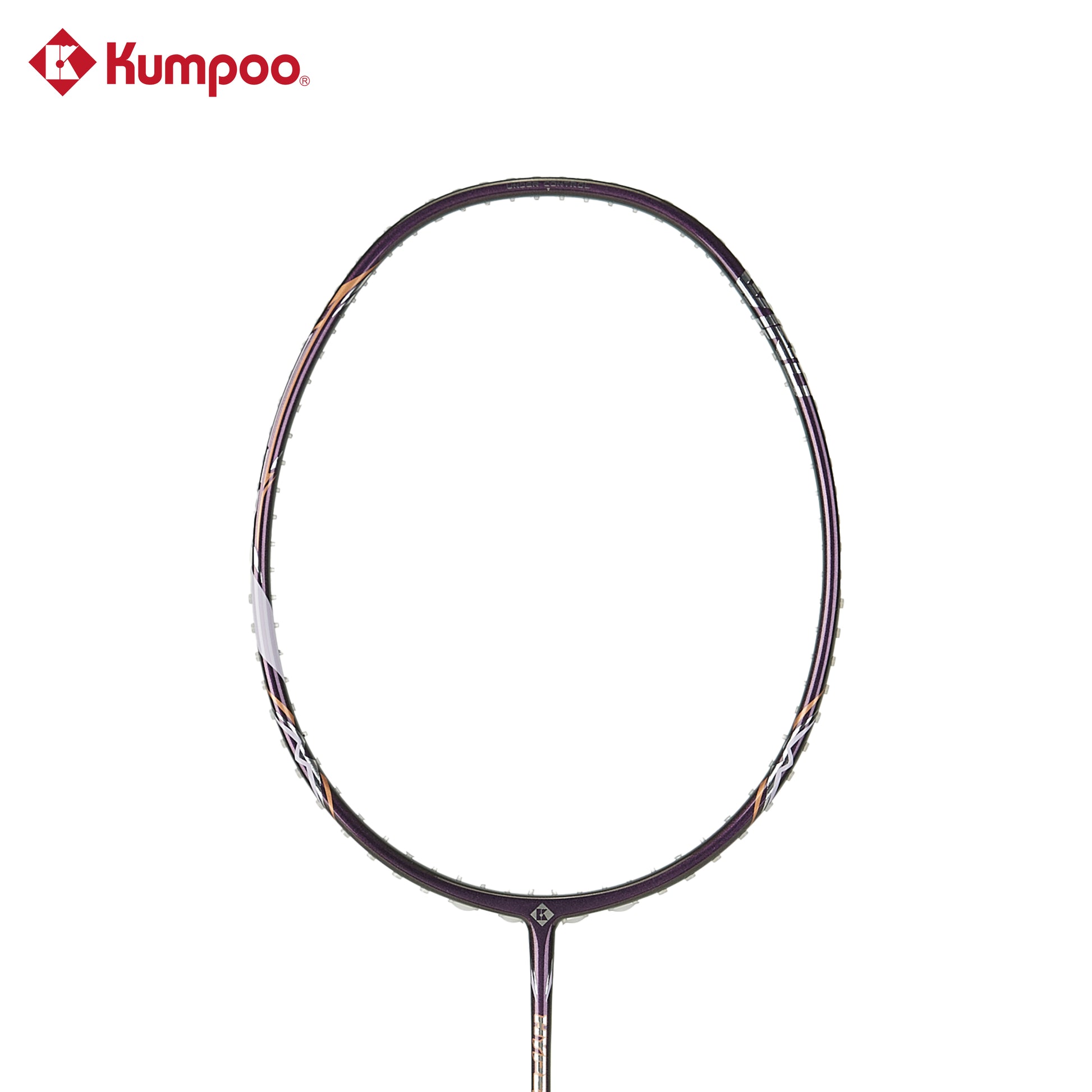 Purple Kumpoo Hyper Shot Wind unstrung badminton racket with a sleek frame and grip, designed for professional players.