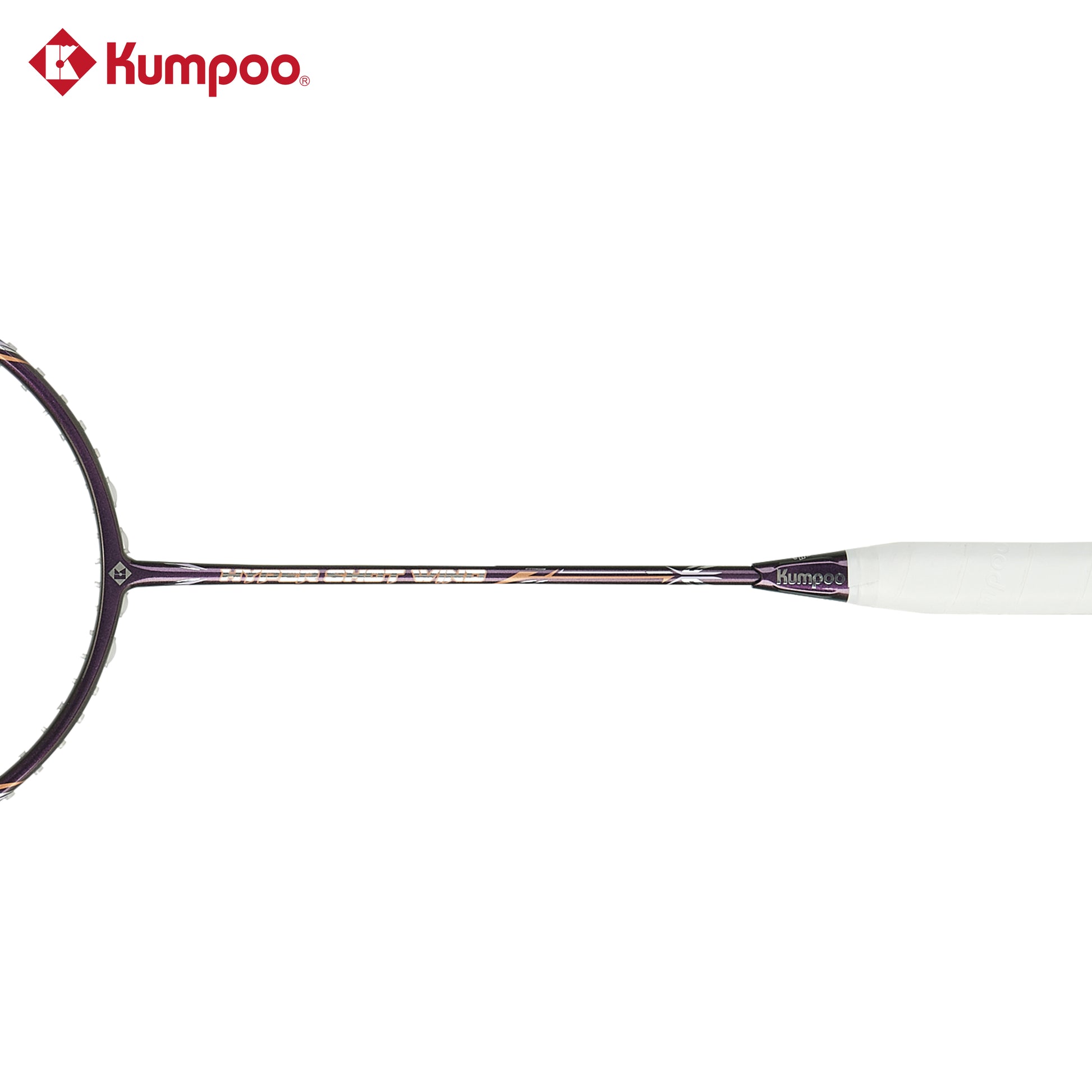 Purple Kumpoo Hyper Shot Wind unstrung badminton racket with a sleek frame and grip, designed for performance and agility.