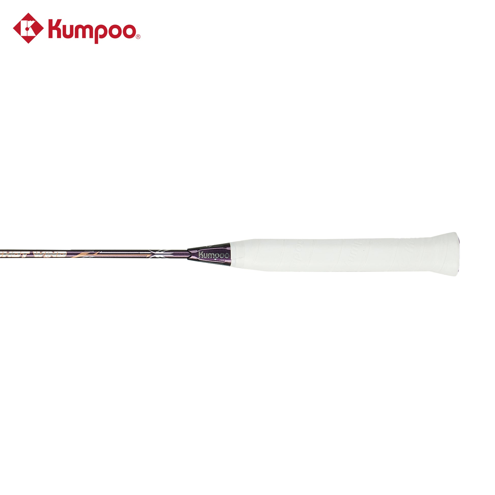 Purple Kumpoo Hyper Shot Wind unstrung badminton racket with a sleek design and lightweight frame, ideal for competitive players.