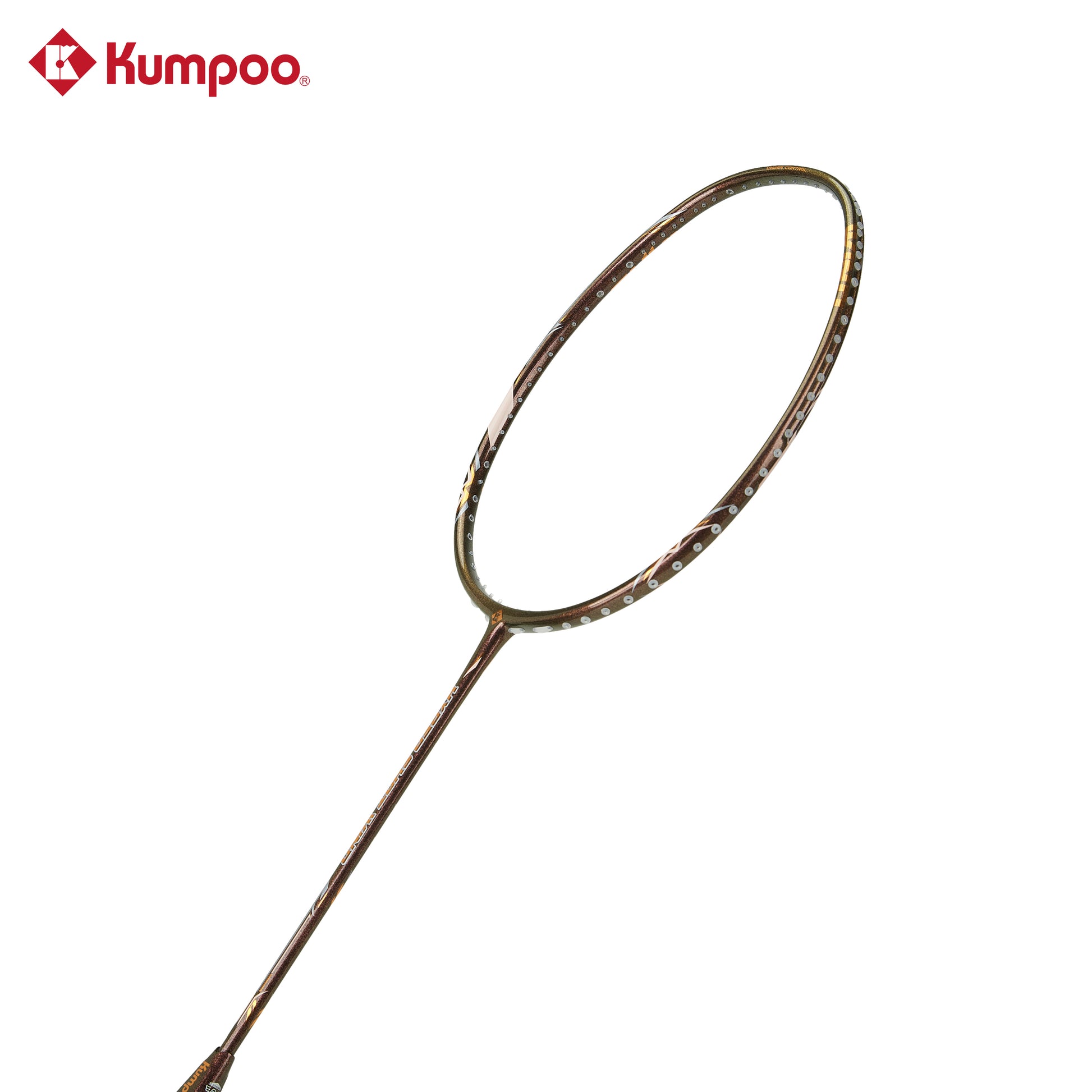 Kumpoo Hyper Shot Wind unstrung badminton racket with a gold frame and lightweight design, ideal for competitive players.