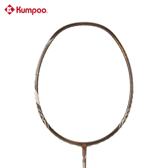 Kumpoo Hyper Shot Wind unstrung badminton racket with a gold frame, lightweight design, and aerodynamic features for enhanced gameplay.
